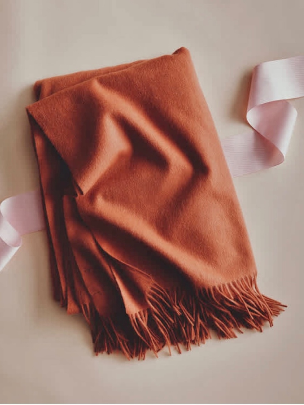 $285 NEW, QUINCE Mongolian Cashmere Throw, Persimmon 60x80